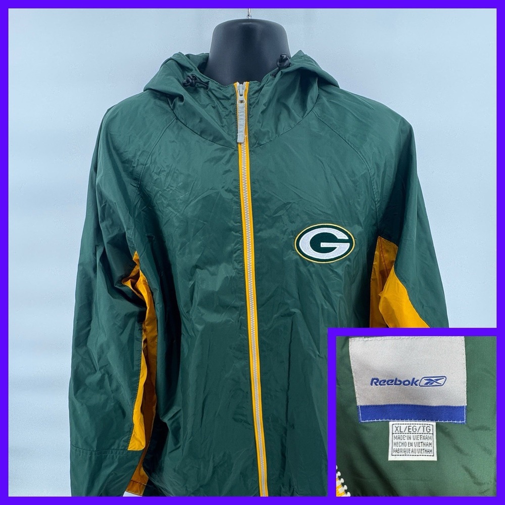 Green Bay Packer‎ NFL Team Apparel  Reebok XL Full Zip Windbreaker jacket